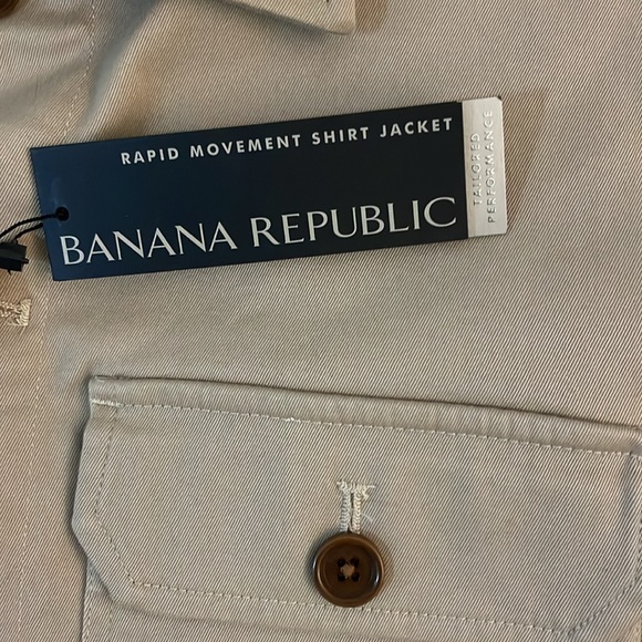 NWT BANANA REPUBLIC tan rapid movement stretch shirt jacket Small - Picture 4 of 8